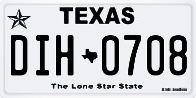 TX license plate DIH0708