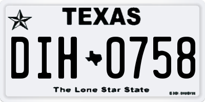 TX license plate DIH0758