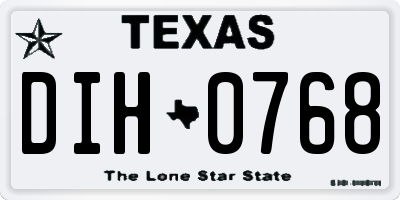 TX license plate DIH0768