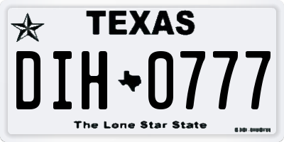 TX license plate DIH0777