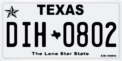TX license plate DIH0802