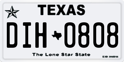 TX license plate DIH0808