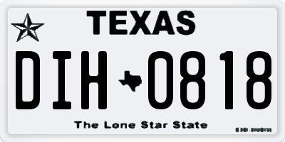 TX license plate DIH0818