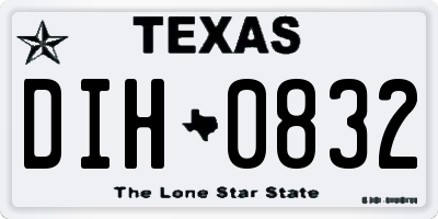 TX license plate DIH0832