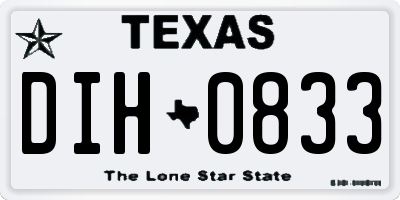 TX license plate DIH0833