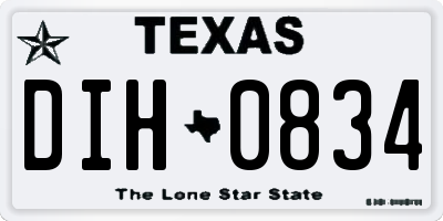 TX license plate DIH0834