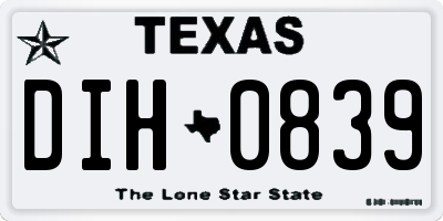 TX license plate DIH0839