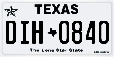 TX license plate DIH0840
