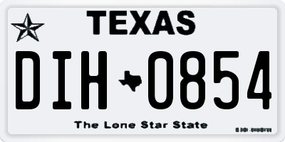 TX license plate DIH0854