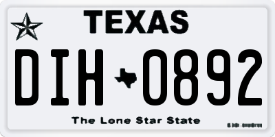 TX license plate DIH0892