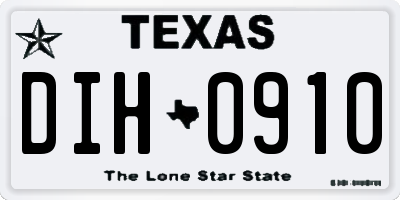 TX license plate DIH0910