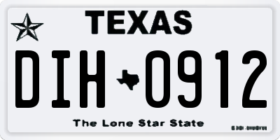 TX license plate DIH0912