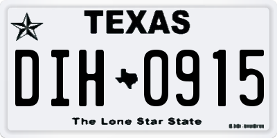TX license plate DIH0915