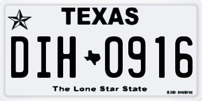 TX license plate DIH0916