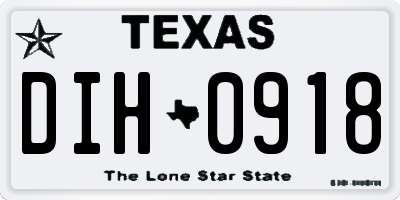 TX license plate DIH0918