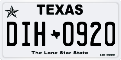 TX license plate DIH0920