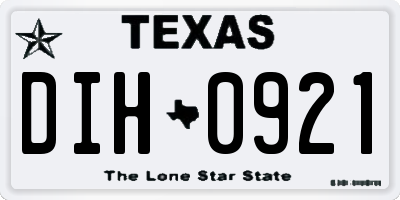 TX license plate DIH0921
