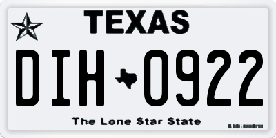 TX license plate DIH0922