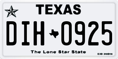 TX license plate DIH0925