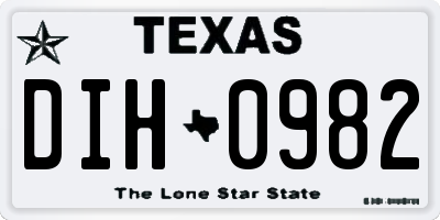 TX license plate DIH0982