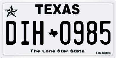 TX license plate DIH0985