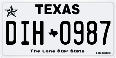 TX license plate DIH0987