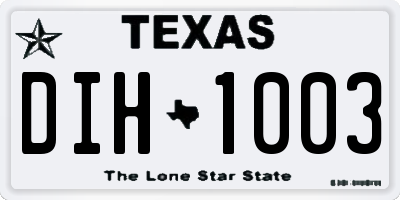 TX license plate DIH1003