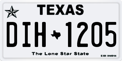 TX license plate DIH1205