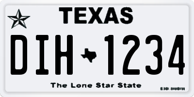TX license plate DIH1234