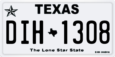 TX license plate DIH1308