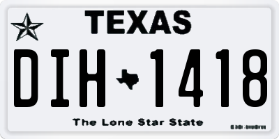TX license plate DIH1418