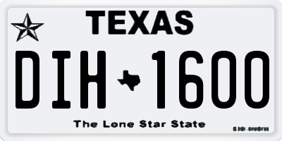 TX license plate DIH1600