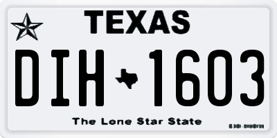 TX license plate DIH1603