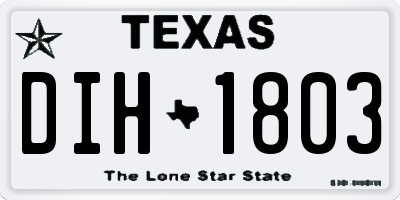 TX license plate DIH1803
