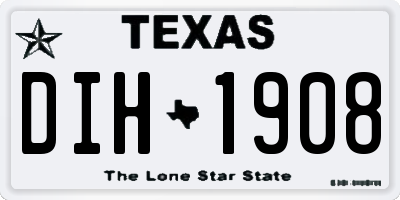 TX license plate DIH1908