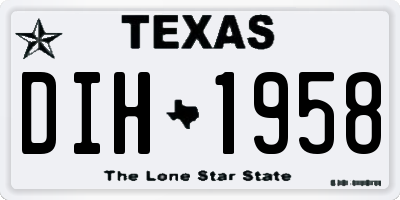 TX license plate DIH1958