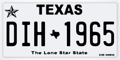 TX license plate DIH1965