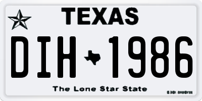 TX license plate DIH1986