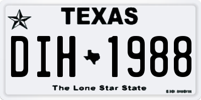 TX license plate DIH1988
