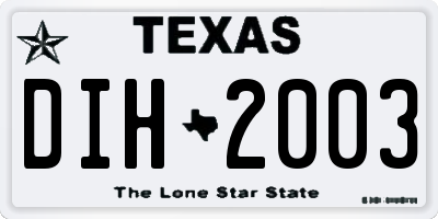 TX license plate DIH2003
