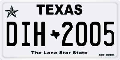 TX license plate DIH2005
