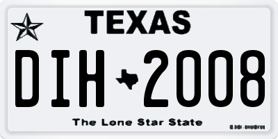 TX license plate DIH2008
