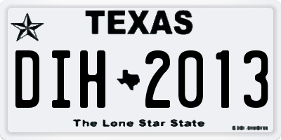 TX license plate DIH2013