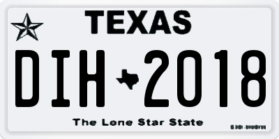 TX license plate DIH2018