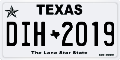 TX license plate DIH2019