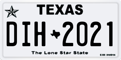 TX license plate DIH2021