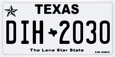 TX license plate DIH2030