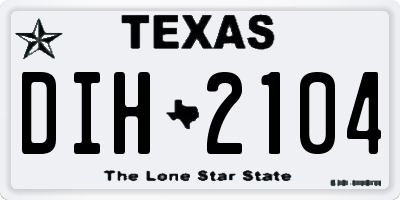 TX license plate DIH2104