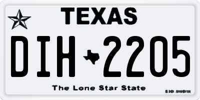 TX license plate DIH2205