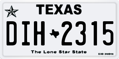 TX license plate DIH2315